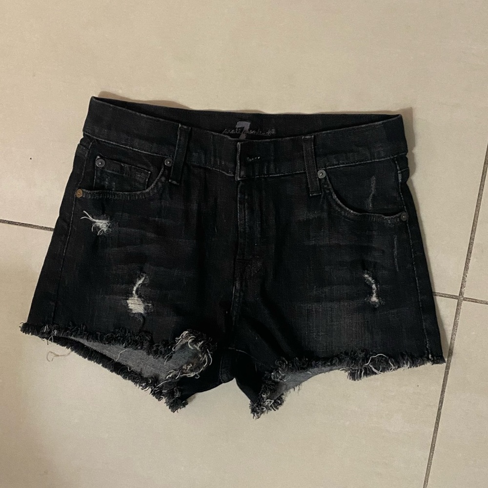 7 for all mankind black denim shorts (size 24)